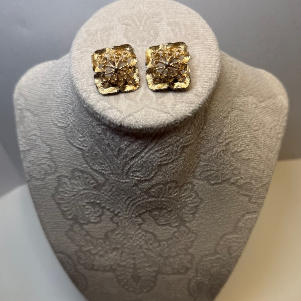 Vintage Gold Square Earrings